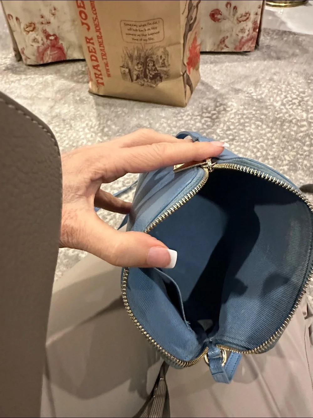 FURLA DENIM BLUE LEATHER CROSS BODY BAG